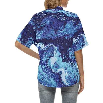 Ocean Liquid Pattern Print Design A03 Women's Hawaiian Shirt