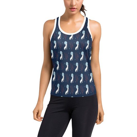 Wolf Moon Print Design LKS304 Women's Racerback Tank Top