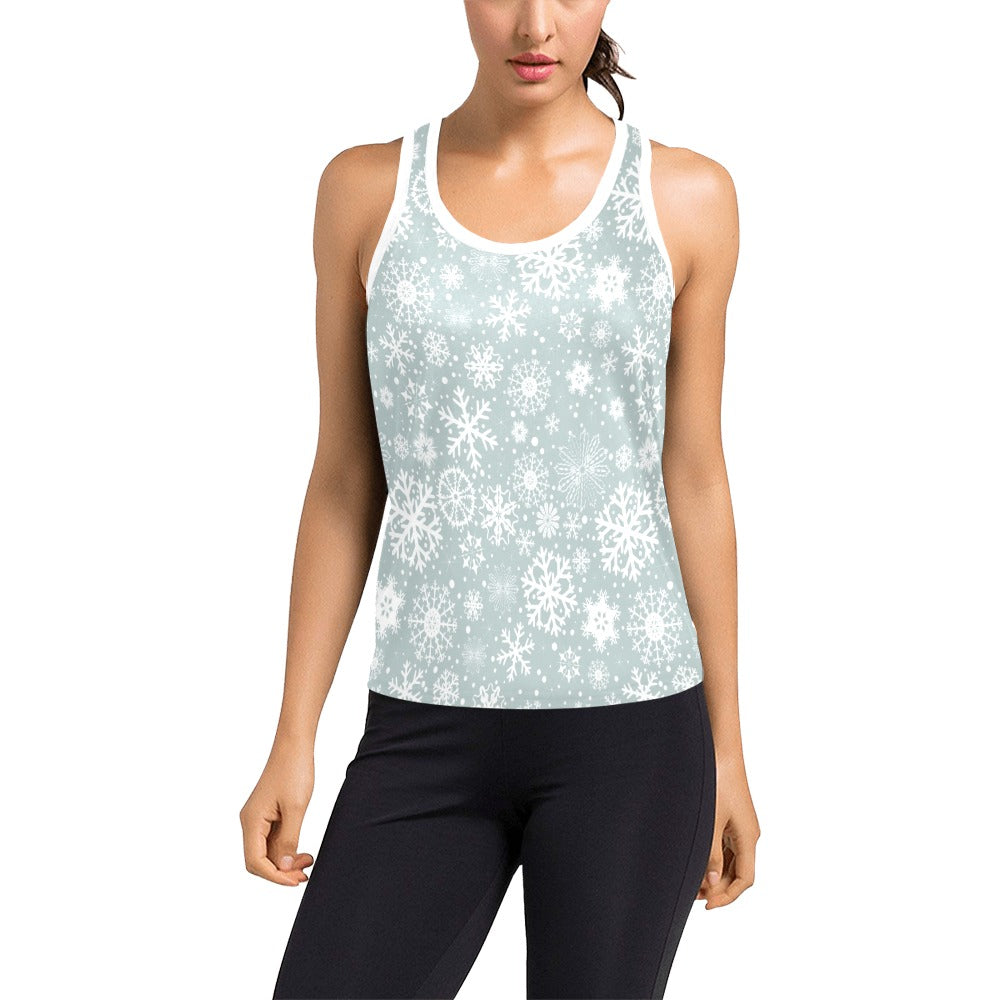 Snowflake Print Design LKS303 Women's Racerback Tank Top