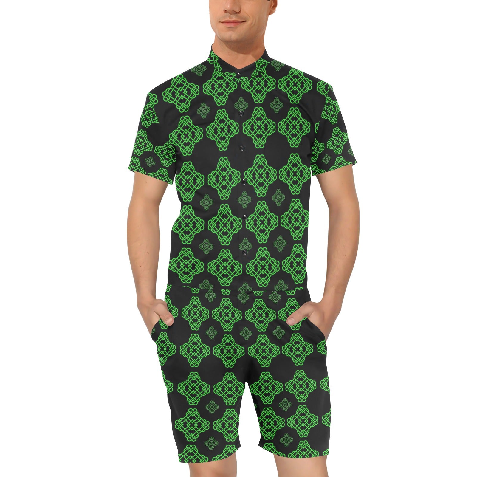 Celtic Knot Green Neon Design Men's Romper