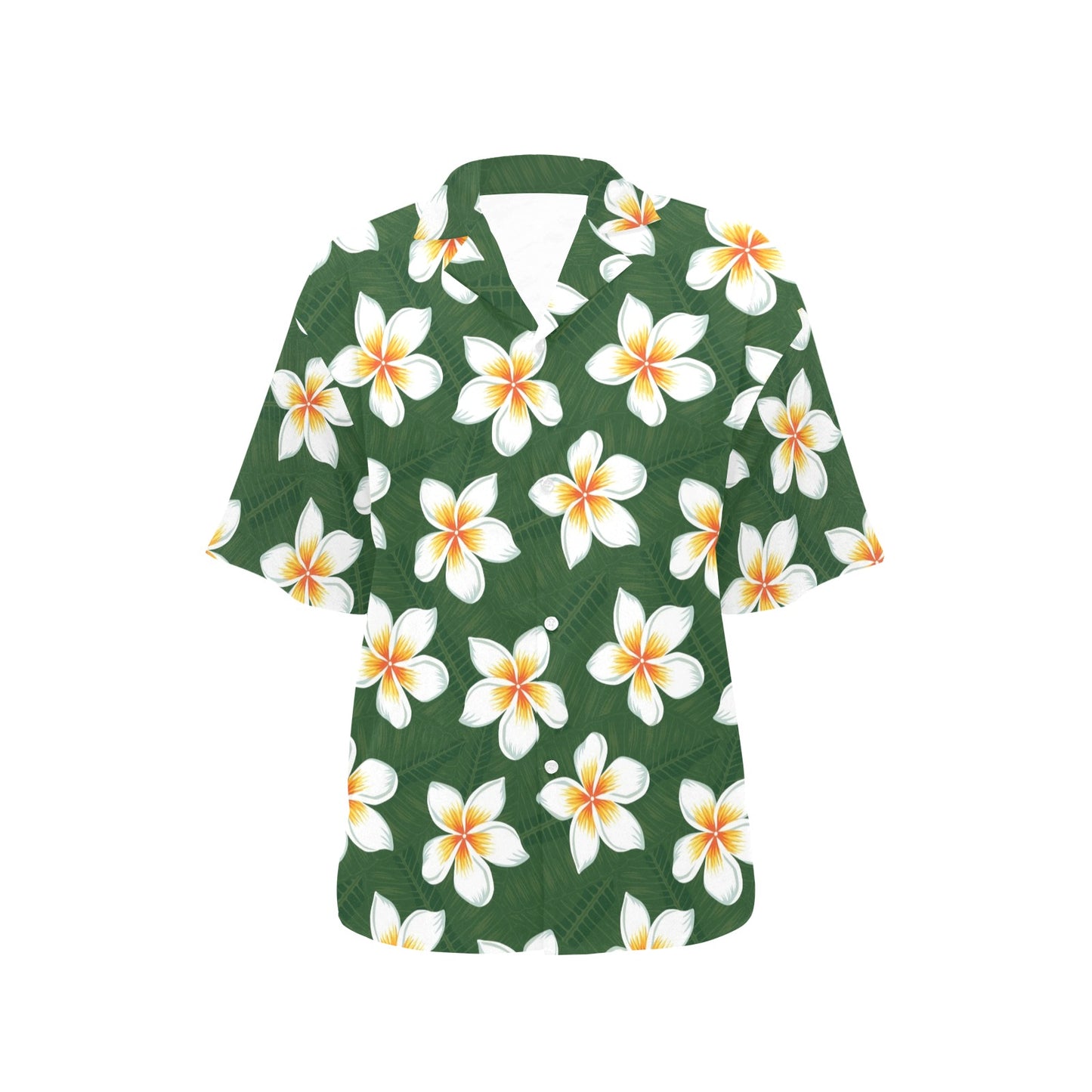 White Plumeria Pattern Print Design PM020 Women's Hawaiian Shirt