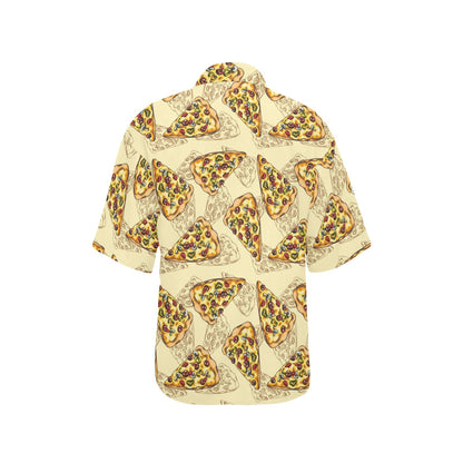 Pizza Pattern Print Design A01 Women's Hawaiian Shirt