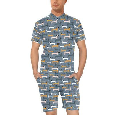 Dachshund Pattern Print Design 012 Men's Romper