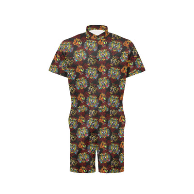 Tattoo Tiger Colorful Design Men's Romper