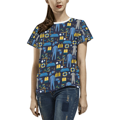 Scuba Equipment Print Design LKS305 Women's  T-shirt