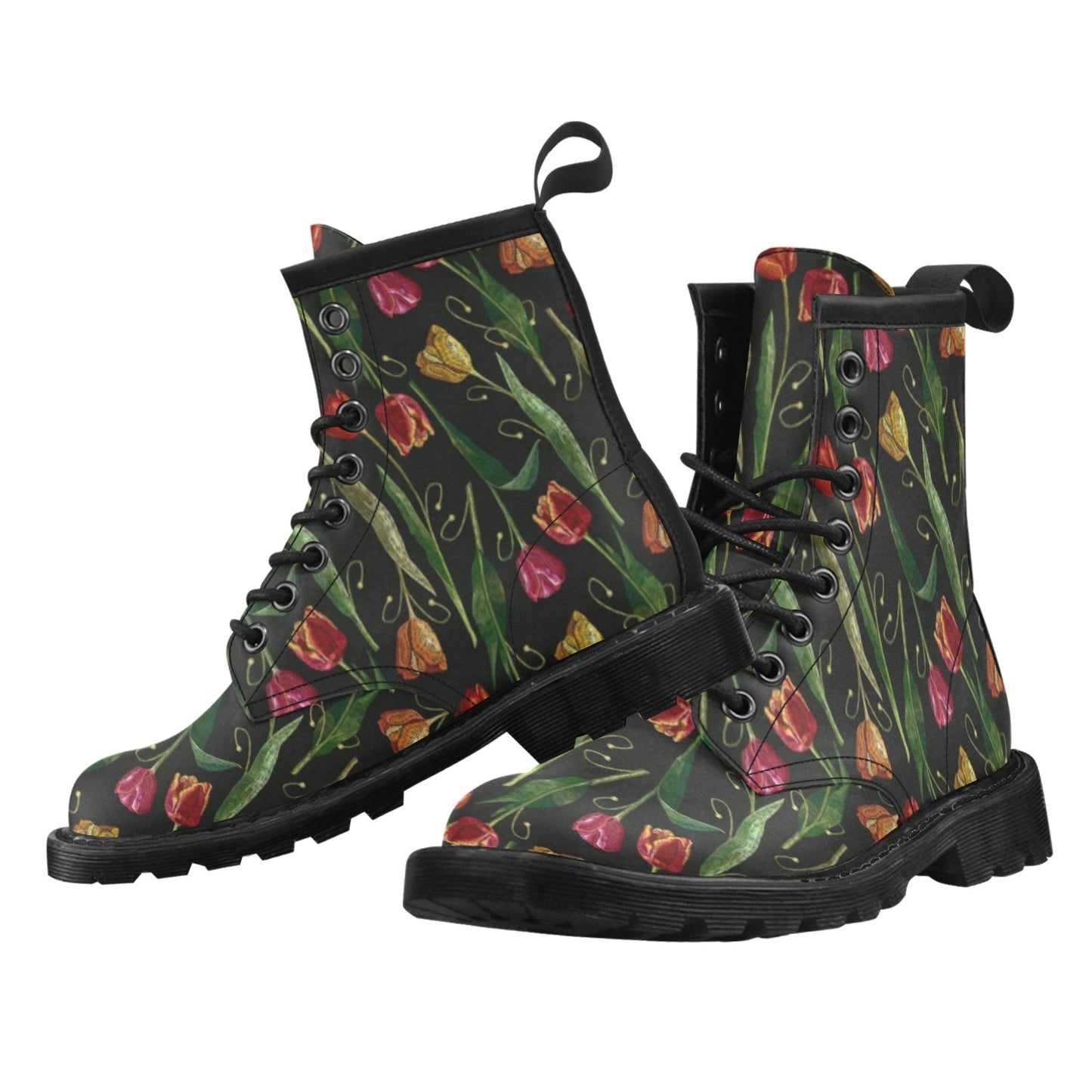 Tulip Embroidered Pattern Print Design TP01 Women's Boots