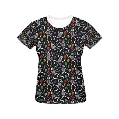 Skeleton Print Design LKS307 Women's  T-shirt