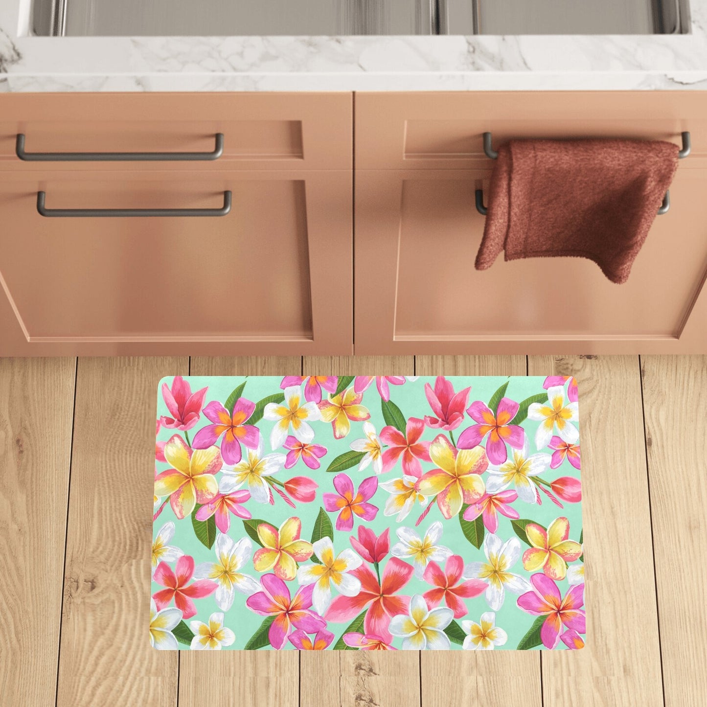 Plumeria Pattern Print Design PM014 Kitchen Mat