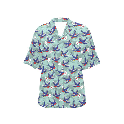 Swallow Bird Pattern Print Design 02 Women's Hawaiian Shirt