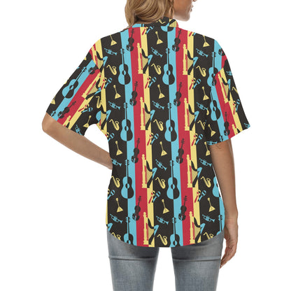 Jazz Pattern Print Design 02 Women's Hawaiian Shirt