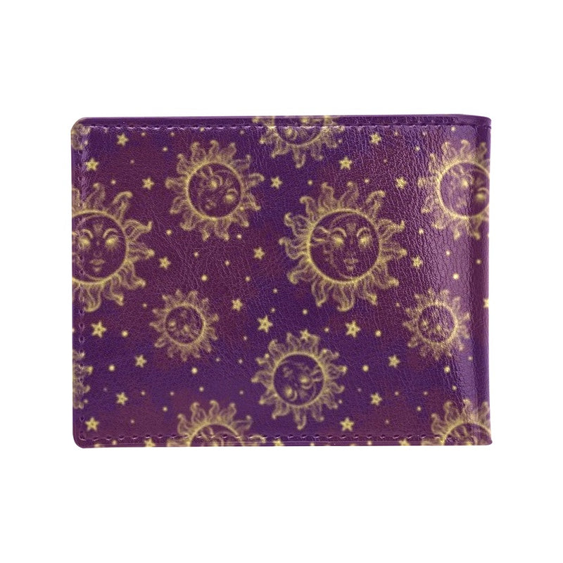 Sun Moon Star Design Themed Print Men's ID Card Wallet