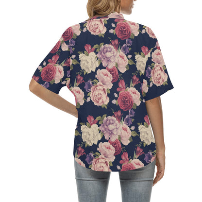 Peony Pattern Print Design PE03 Women's Hawaiian Shirt
