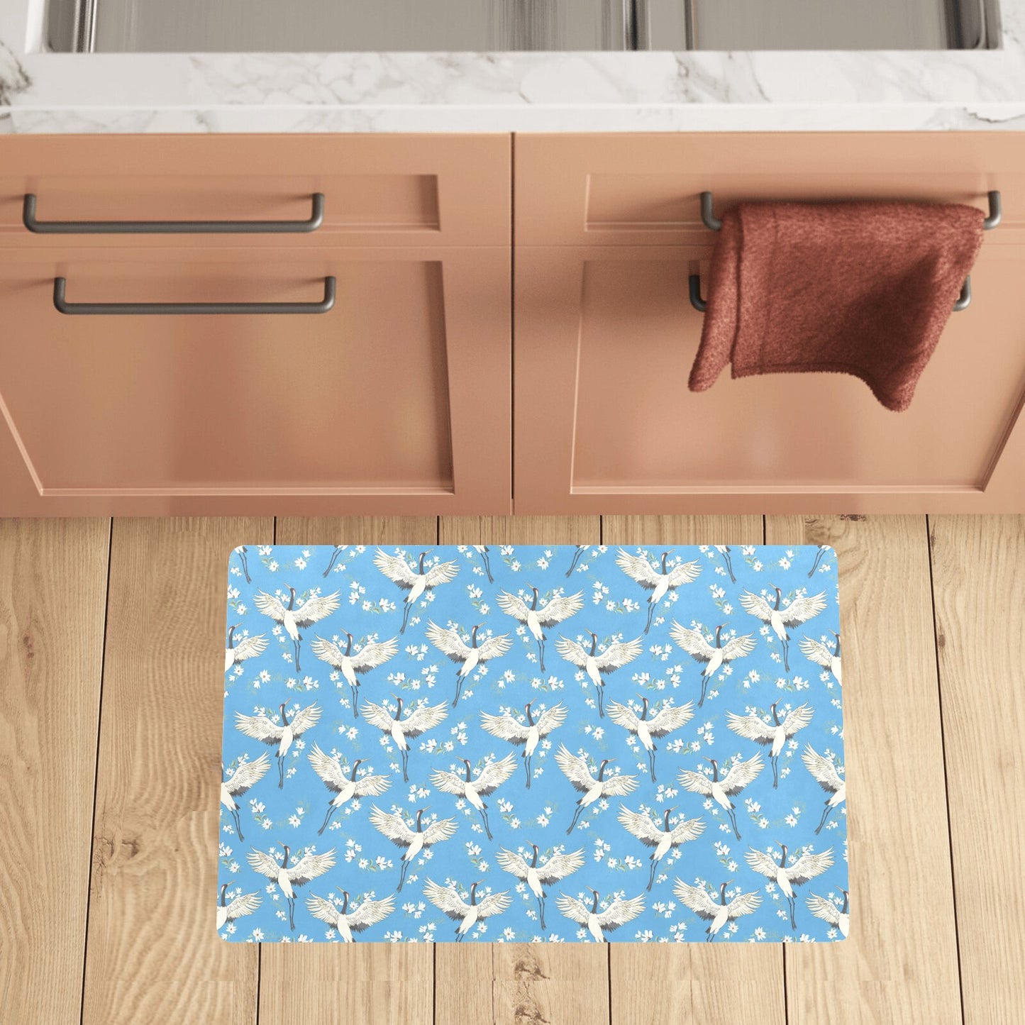 Crane Pattern Print Design 03 Kitchen Mat