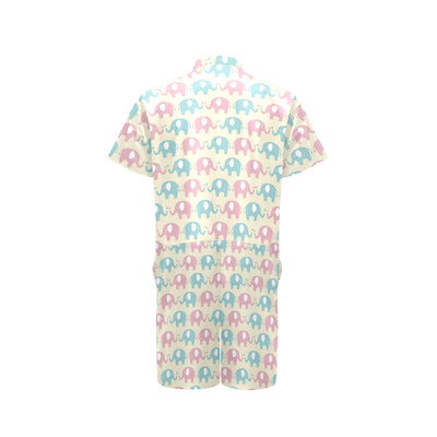 Elephant Baby Pastel Print Pattern Men's Romper