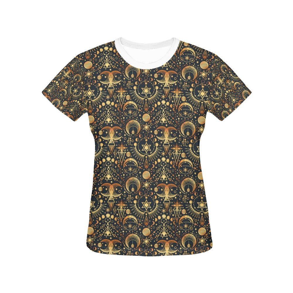 Sun Moon Print Design LKS308 Women's  T-shirt