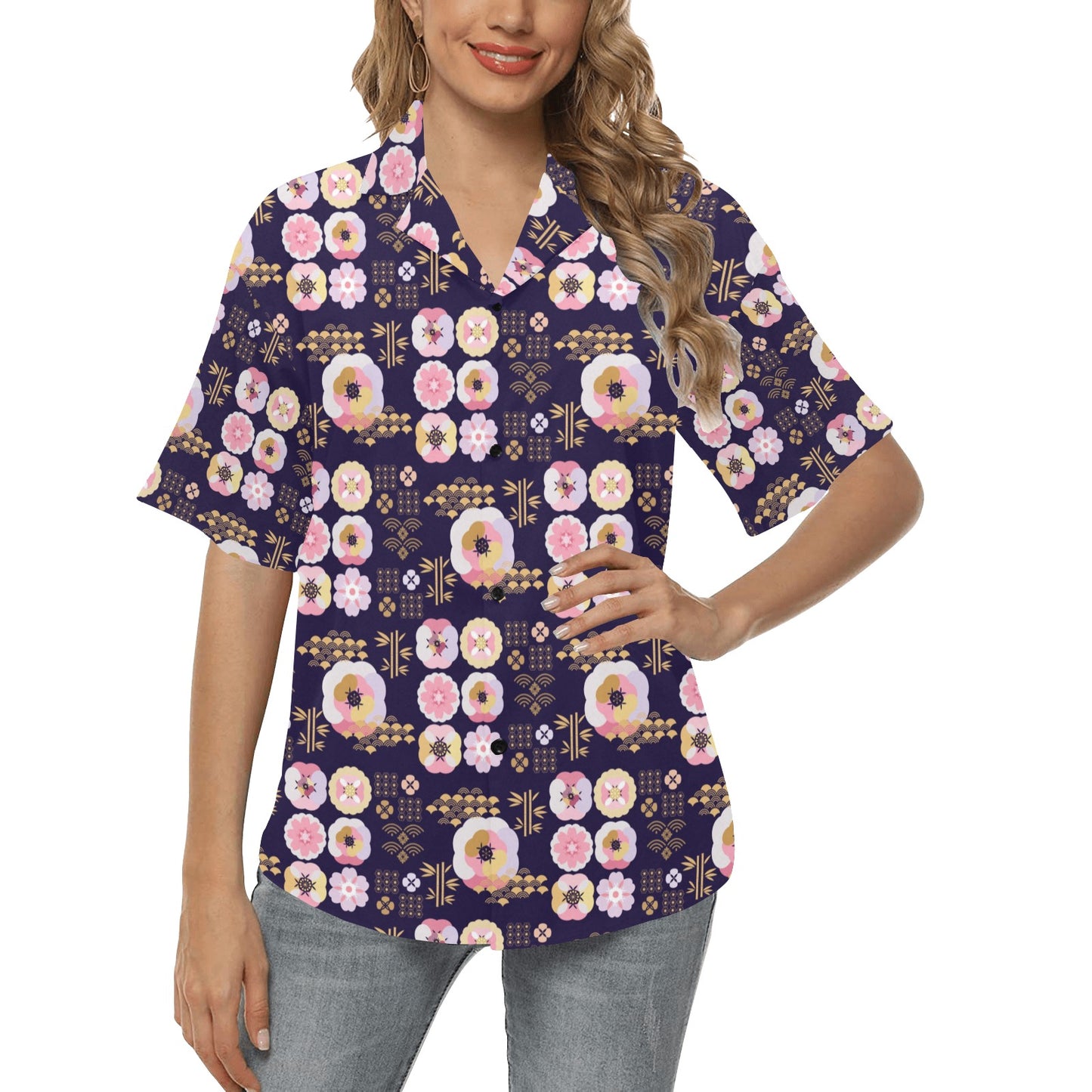 Sakura Japan Style Print Design LKS302 Women's Hawaiian Shirt
