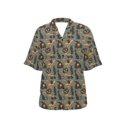 Witch Bat Halloween Print Design LKS305 Women's Hawaiian Shirt