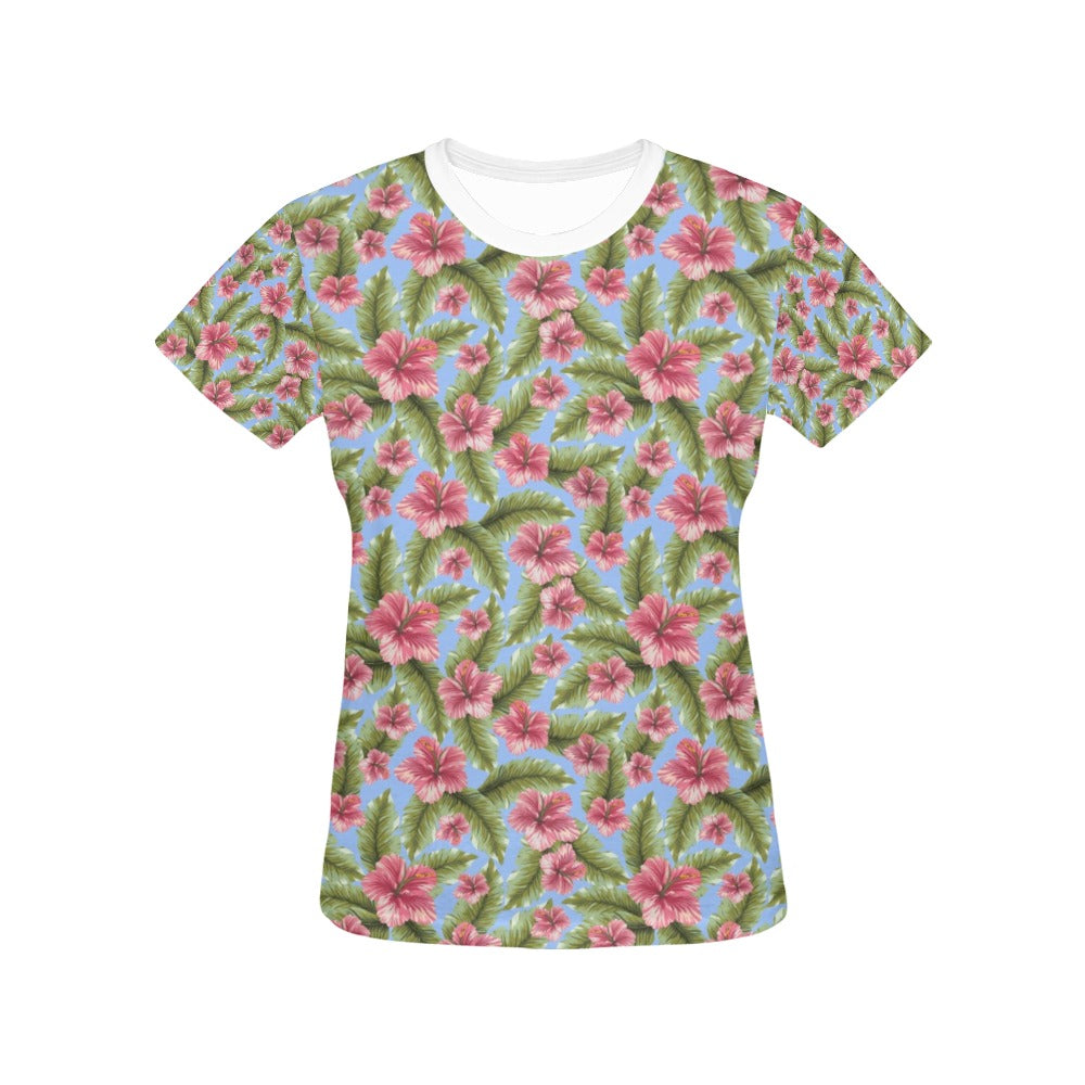 Tropical Flower Print Design LKS301 Women's  T-shirt
