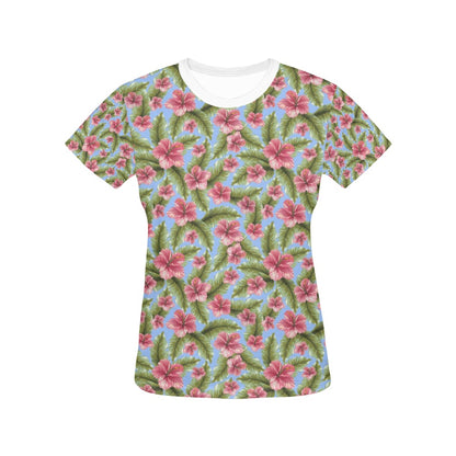 Tropical Flower Print Design LKS301 Women's  T-shirt