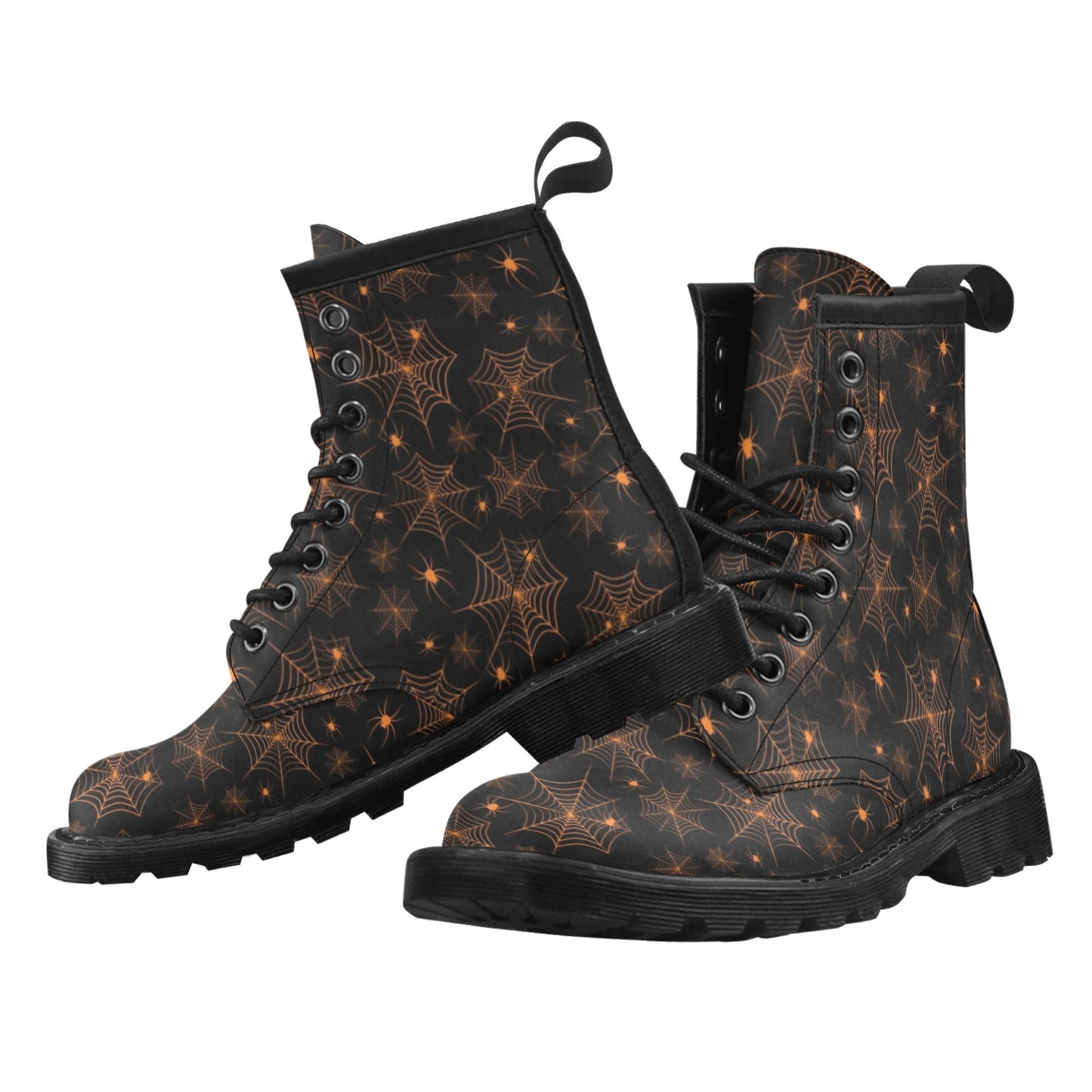 Spider Web Print Design LKS306 Women's Boots