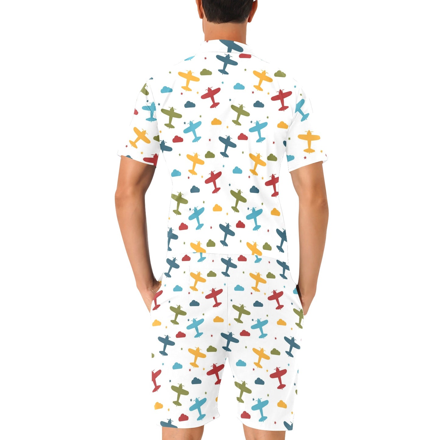 Airplane Pattern Print Design 06 Men's Romper