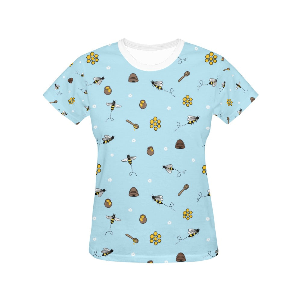 Honey Bee Print Design LKS307 Women's  T-shirt