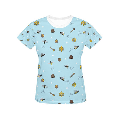 Honey Bee Print Design LKS307 Women's  T-shirt