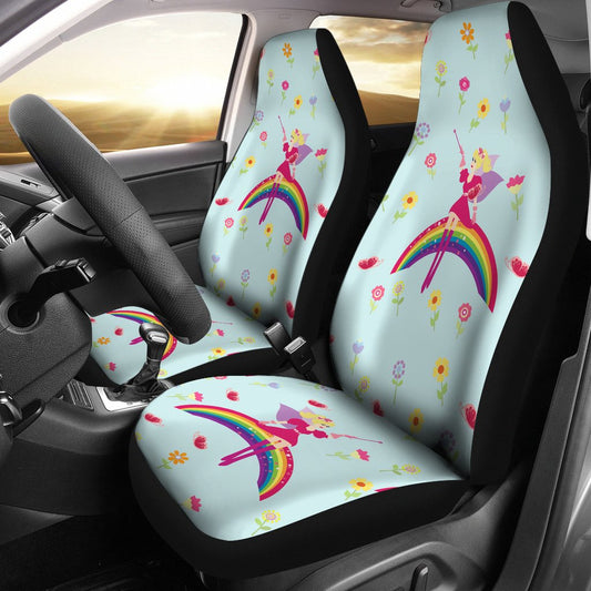 Fairy With Rainbow Print Pattern Universal Fit Car Seat Covers