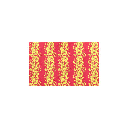 Orange Hibiscus Pattern Print Design HB018 Kitchen Mat