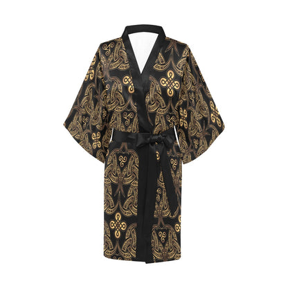 Celtic Knot Gold Design Women's Short Kimono