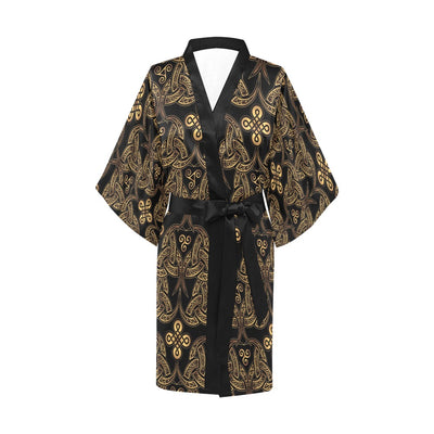 Celtic Knot Gold Design Women's Short Kimono