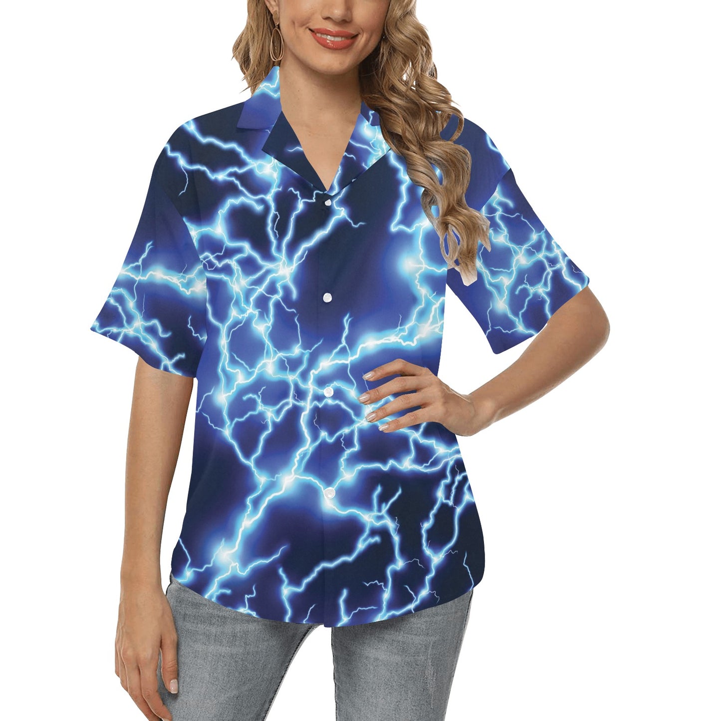 Lightning Thunder Pattern Print Design 04 Women's Hawaiian Shirt