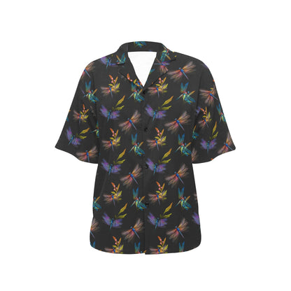 Dragonfly Colorful Realistic Print Women's Hawaiian Shirt