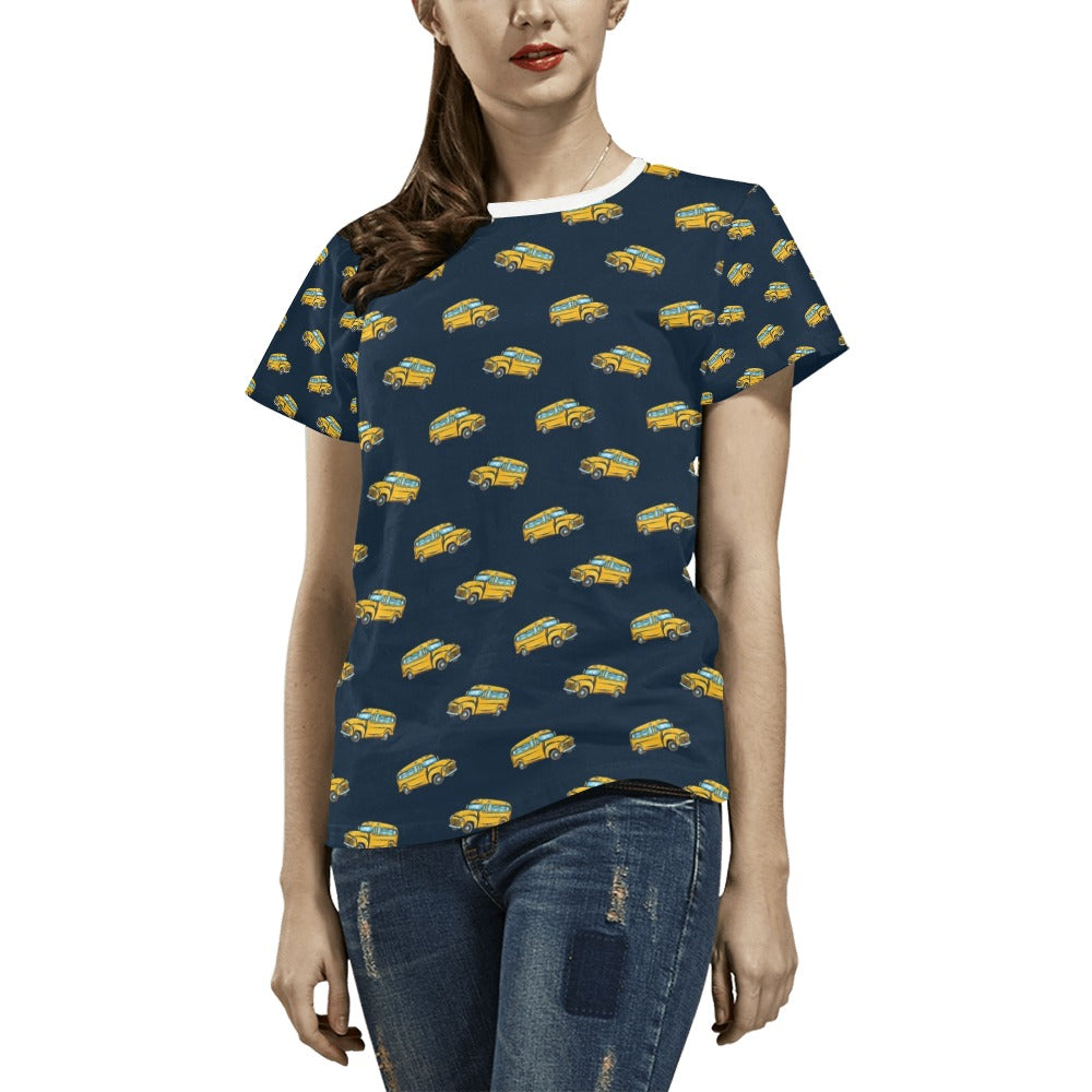 School Bus Print Design LKS304 Women's  T-shirt