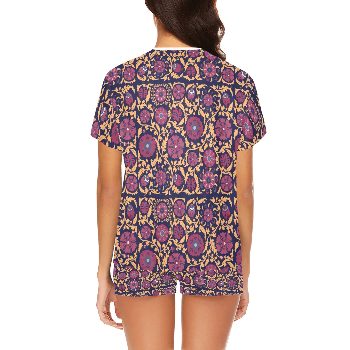Suzani Print Design LKS303 Women's Short Pajama Set