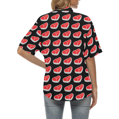Steak Print Design LKS303 Women's Hawaiian Shirt
