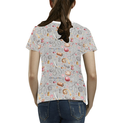 Sewing Equipment Print Design LKS302 Women's  T-shirt