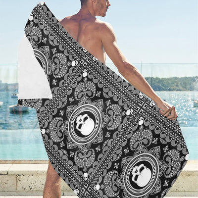 Bandana Skull Print Design LKS303 Beach Towel 32" x 71"