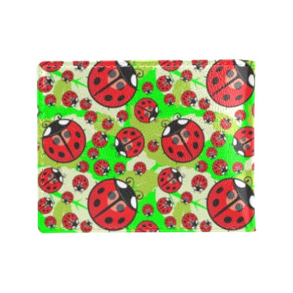 Ladybug with Leaf Print Pattern Men's ID Card Wallet