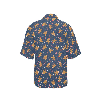 Gingerbread Pattern Print Design 01 Women's Hawaiian Shirt