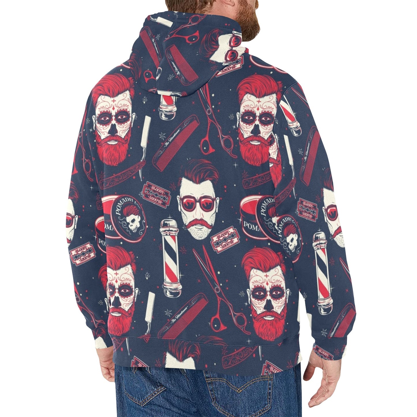 Barber Tools Design Print Pattern JJ004 Men's Pullover Hoodie