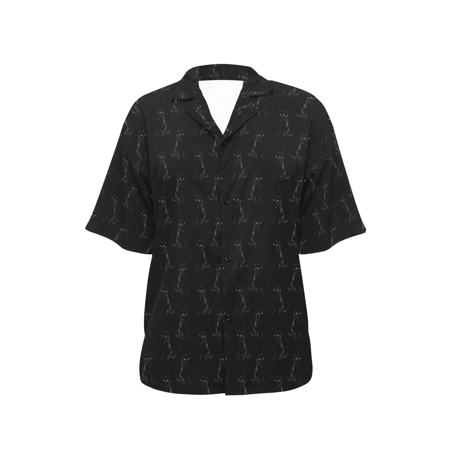 Black Cat Pattern Print Design 03 Women's Hawaiian Shirt