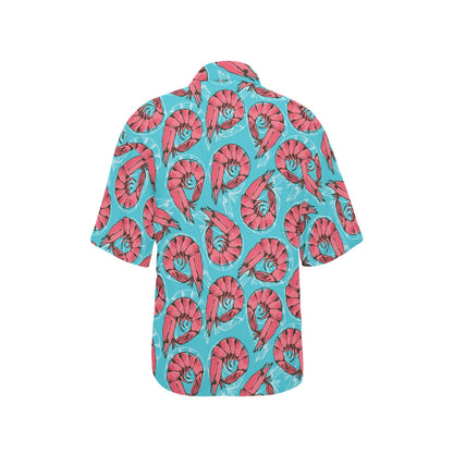 Prawn Pattern Print Design 01 Women's Hawaiian Shirt