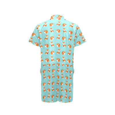 Fox Design Snow Print Pattern Men's Romper