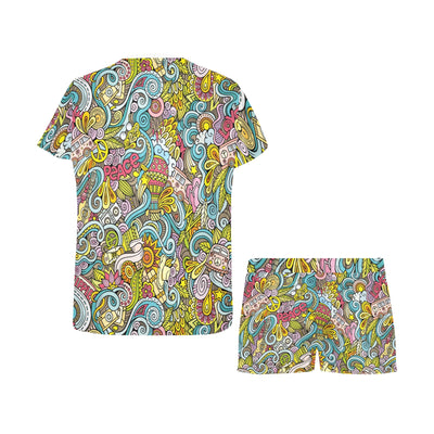 Hippie Print Design LKS301 Women's Short Pajama Set