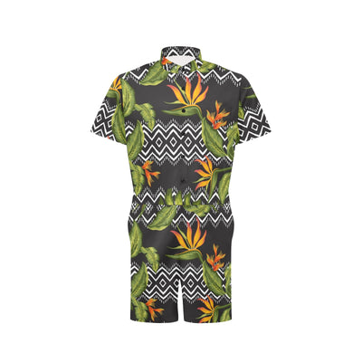 Bird Of Paradise Pattern Print Design BOP07 Men's Romper