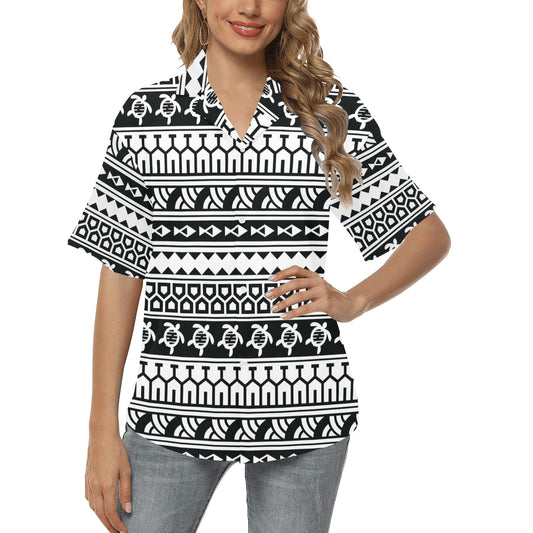 Samoan Pattern Print Design LKS303 Women's Hawaiian Shirt