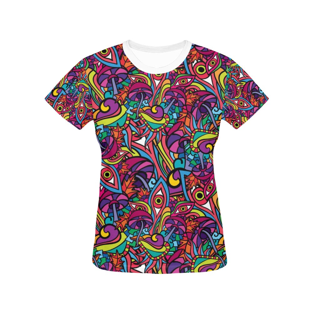 Trippy Print Design LKS302 Women's  T-shirt