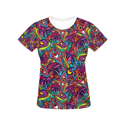 Trippy Print Design LKS302 Women's  T-shirt
