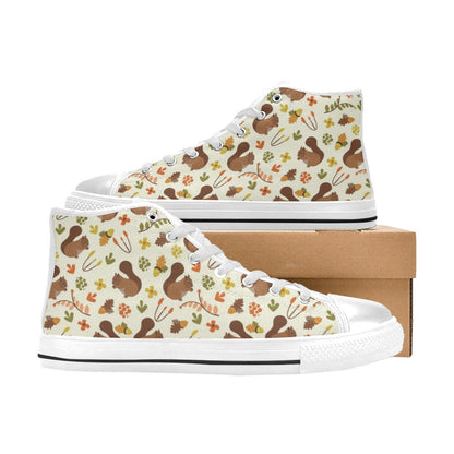 Squirrel Print Design LKS3010 High Top Women's White Shoes